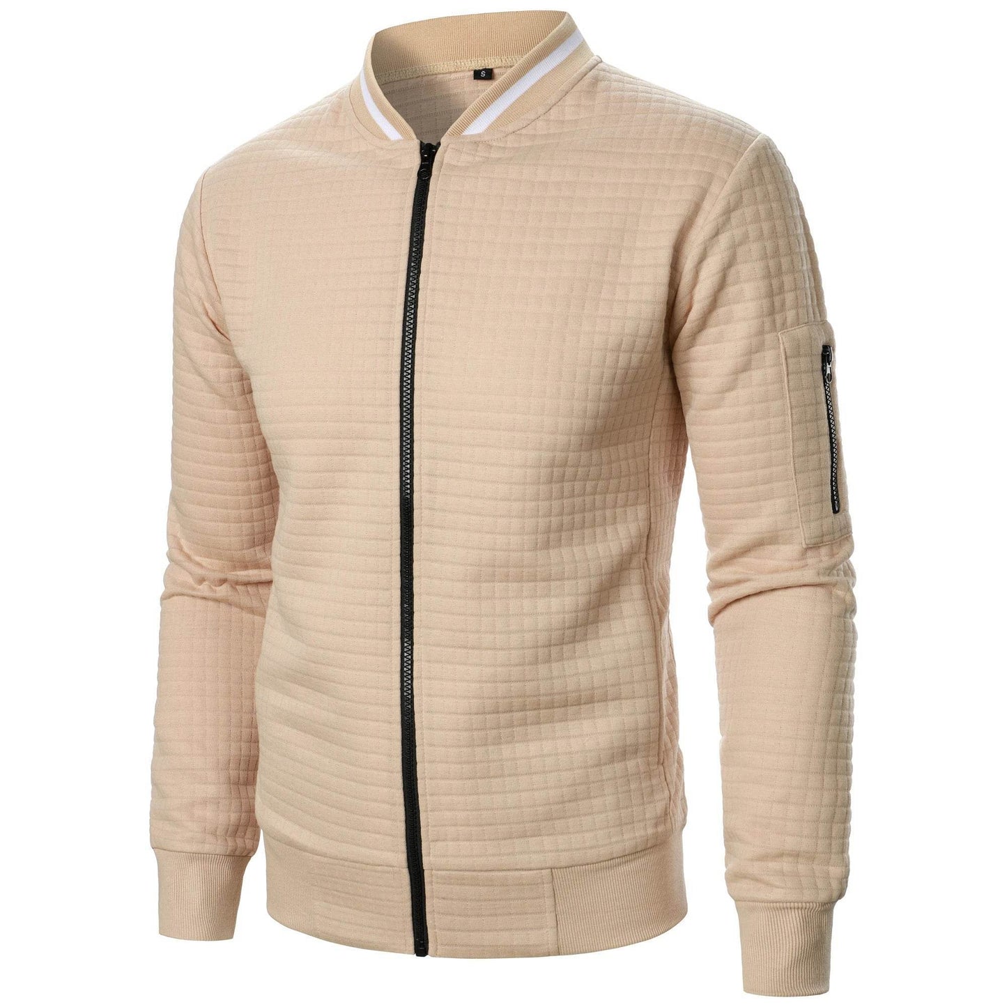 Men's Zipper Stand Collar Hoodie - Casual Plaid Cardigan Coat - Buy Center