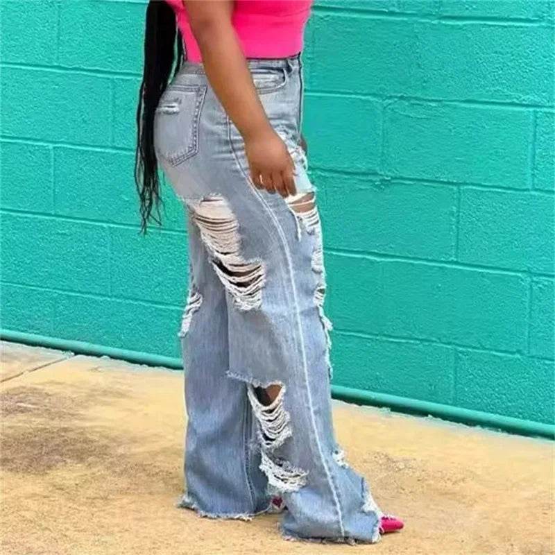 Soniaox Women's High Waist Straight Jeans - Casual Loose Fit Pants - Buy Center
