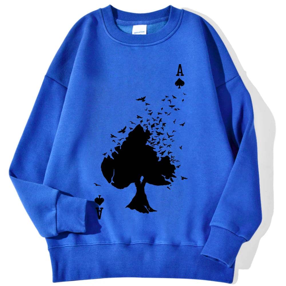 Drifting Spades A Black Pattern Male Sweatshirts Comfortable Creative Pullovers Hip Hop Tops Fleece Casual Streetwear For Mans - Buy Center