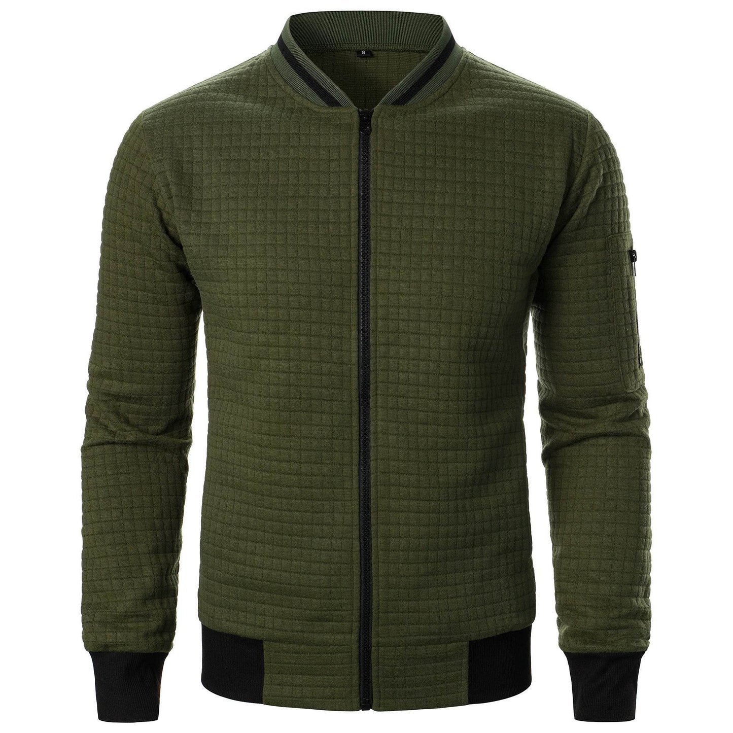 Men's Zipper Stand Collar Hoodie - Casual Plaid Cardigan Coat - Buy Center