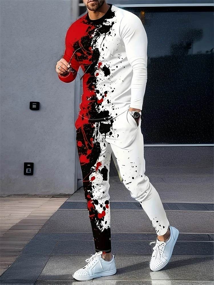 Urban Street Fashion Men's 2pcs Casual Suit - 3D Printed Smile Shirt - Buy Center