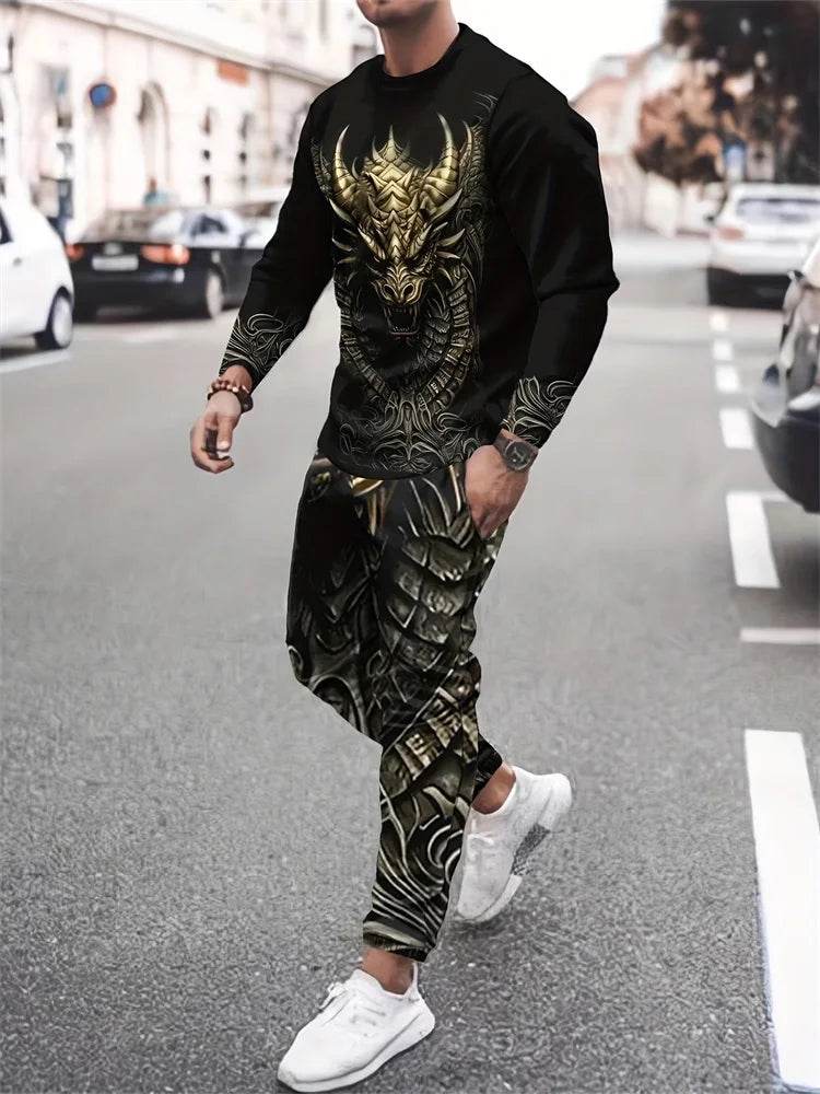 Urban Street Fashion Men's 2pcs Casual Suit - 3D Printed Smile Shirt - Buy Center