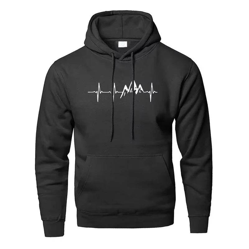 Mountain Heartbeat Hoodies - Casual Long Sleeve Sweatshirt for Teens - Buy Center