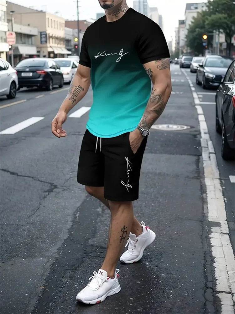 YEAE Men's Summer 2-Piece Suit - Casual 3D Print T-Shirt & Shorts - Buy Center