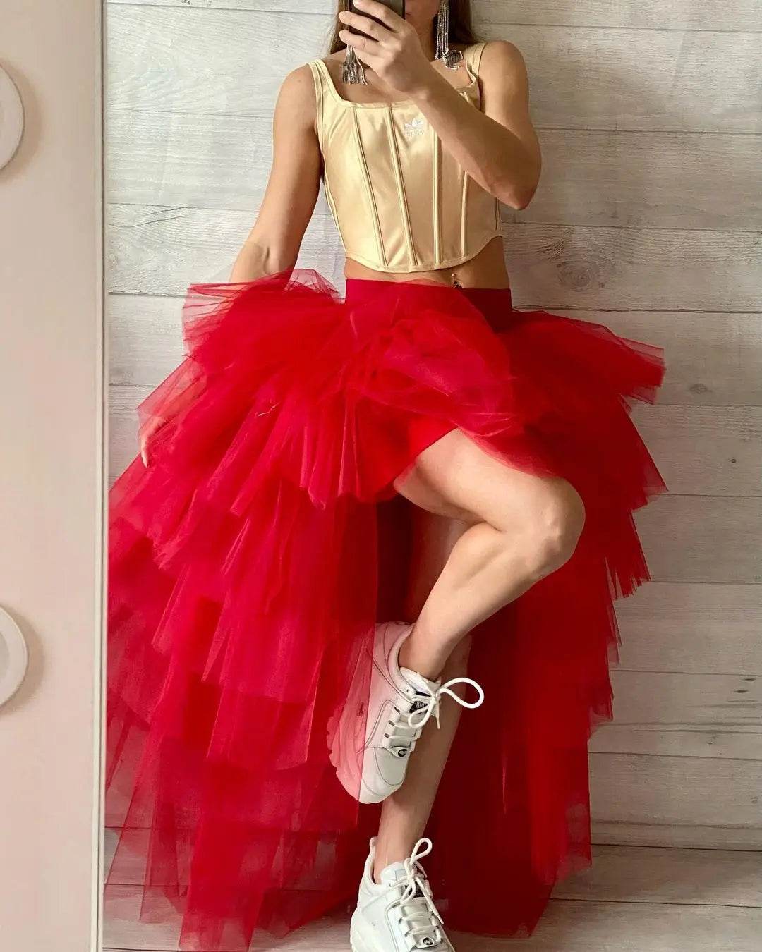 MisShow Women’s High-Low Tulle Petticoat Skirt - Fluffy & Elastic Waist - Buy Center
