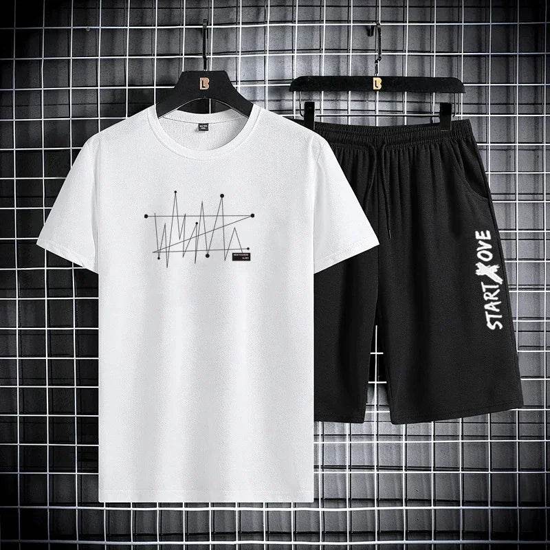 XMSFTD Men's Summer T-Shirt and Shorts Set - Casual Sportswear - Buy Center