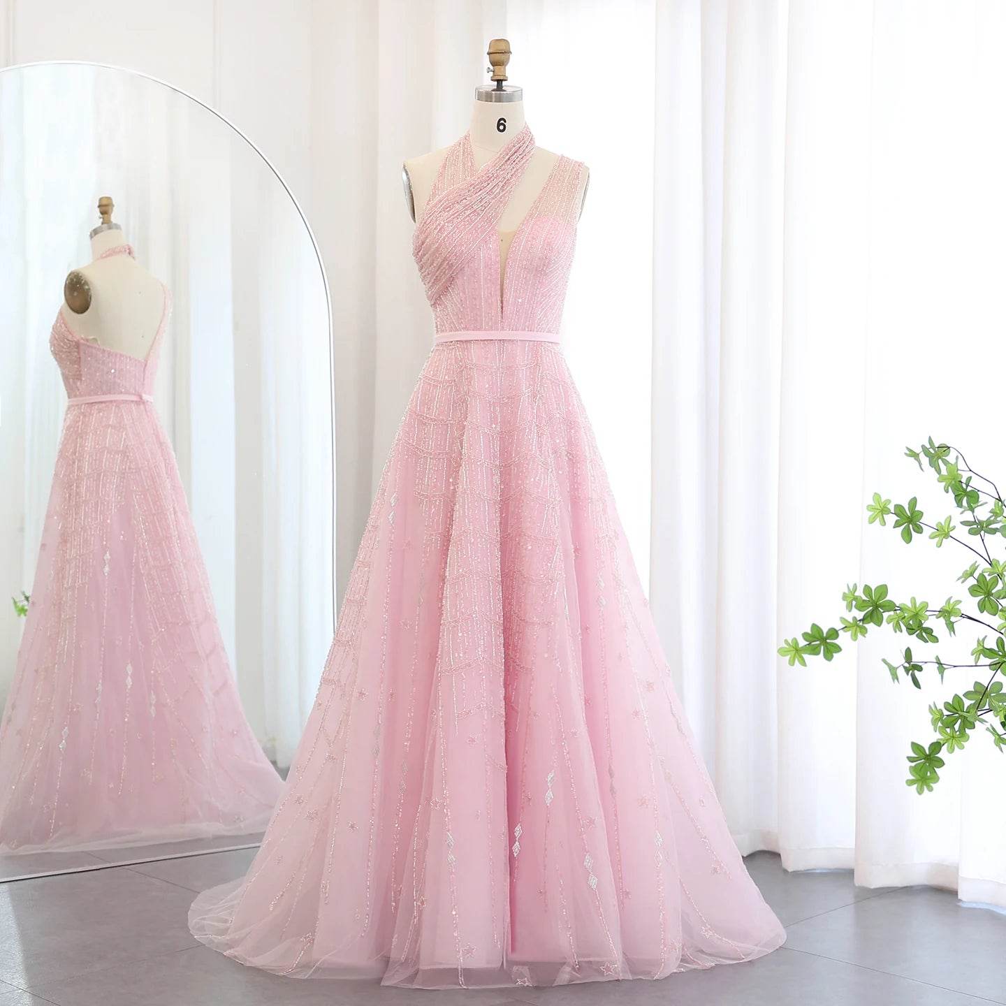 Sharon Said Luxury Lilac Beaded Evening Dress - Formal Prom Gown - Buy Center