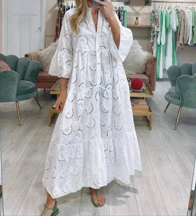 LUZHEN Women's Spring Summer Shirt Dress - V-Neck, Flared Sleeves - Buy Center