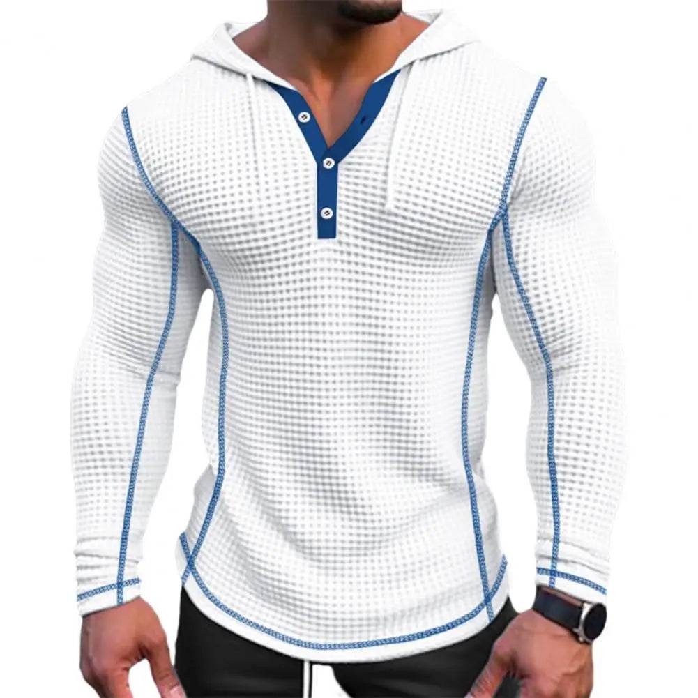 Stylish Men's Waffle Fabric Hoodie - Breathable Slim Fit Design - Buy Center