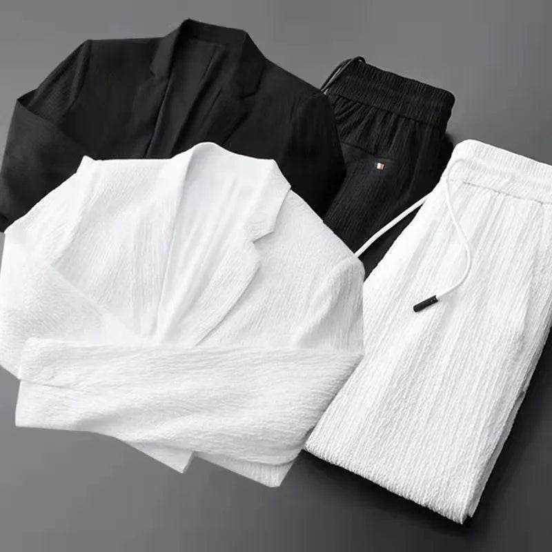 2024 Men's Casual Suit Set - High-End Fashion, Long Sleeves, Korean Style - Buy Center