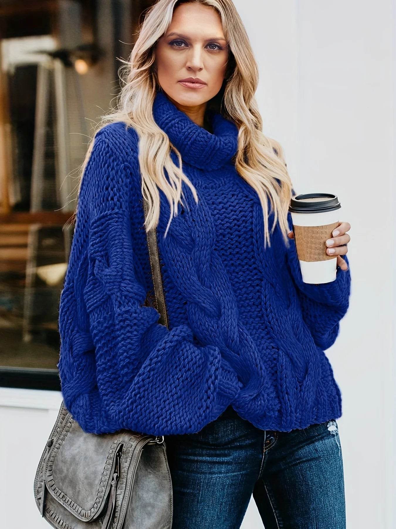 Cozy Women's Turtleneck Sweater - Autumn/Winter Pullover, Loose Fit - Buy Center