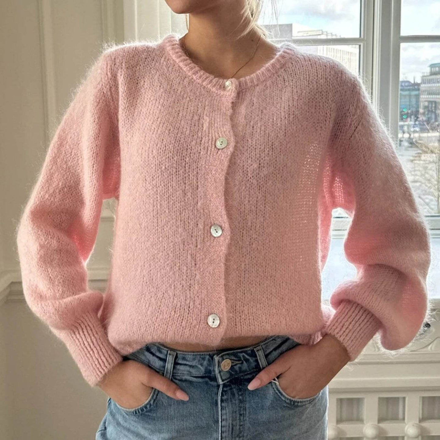 Goocheer Women's Casual Knitted Cardigan - Slim Fit O-neck Sweater - Buy Center