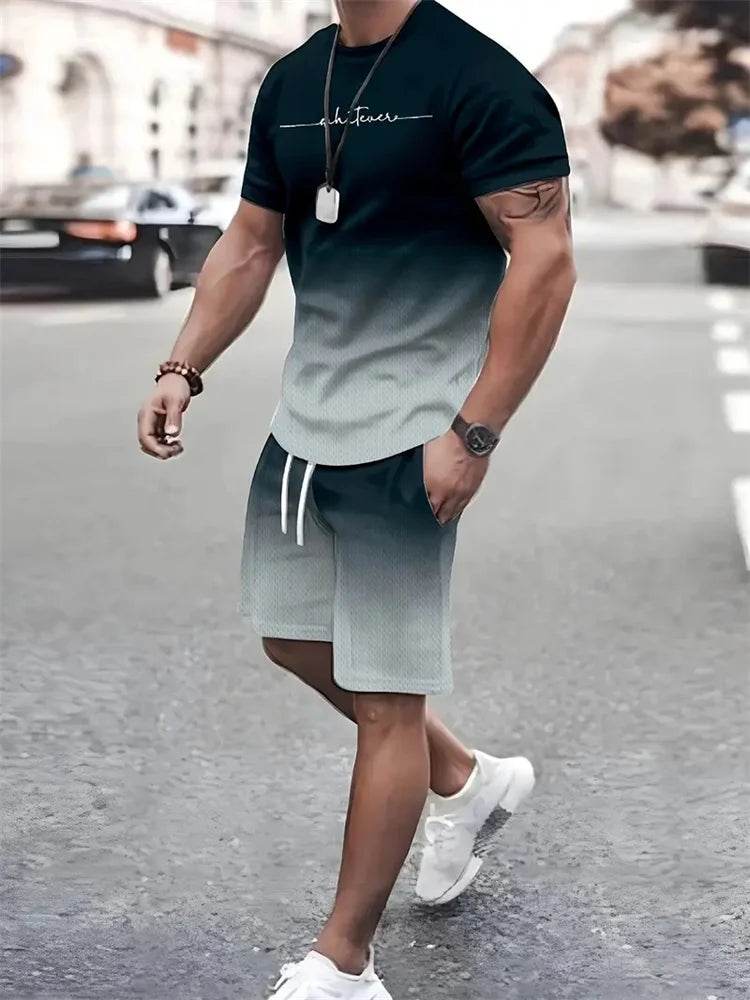 YEAE Men's Summer 2-Piece Suit - Casual 3D Print T-Shirt & Shorts - Buy Center
