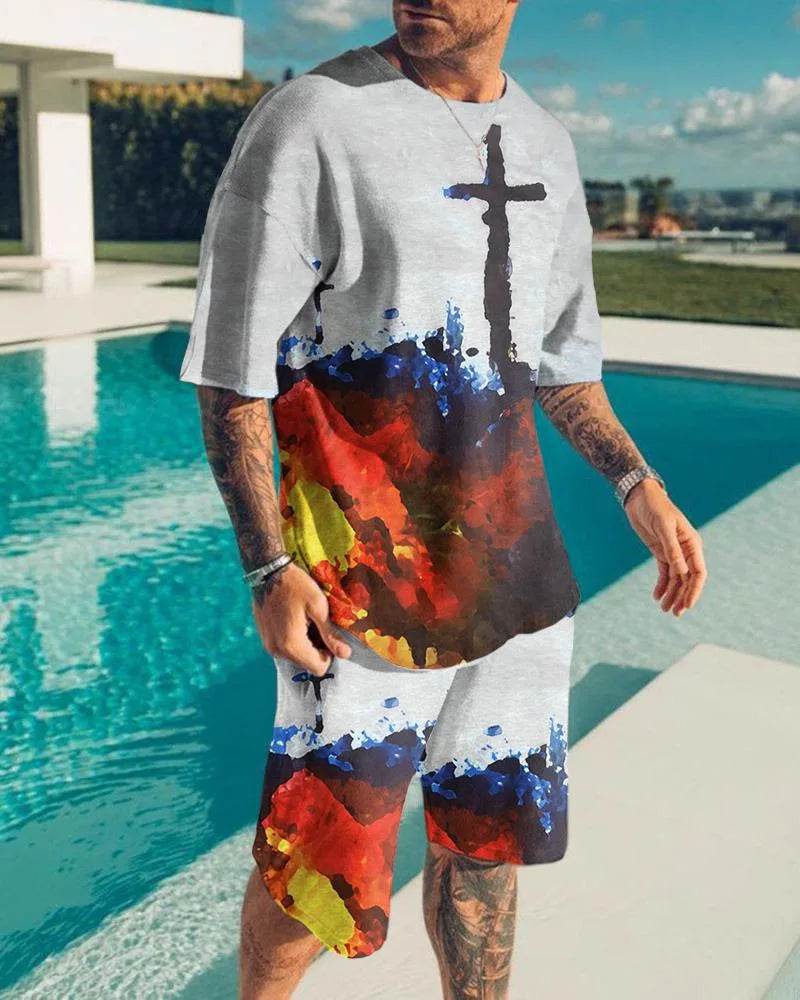 Men's Summer 3D Printed Tracksuit Set - Casual Eagle Design - Buy Center
