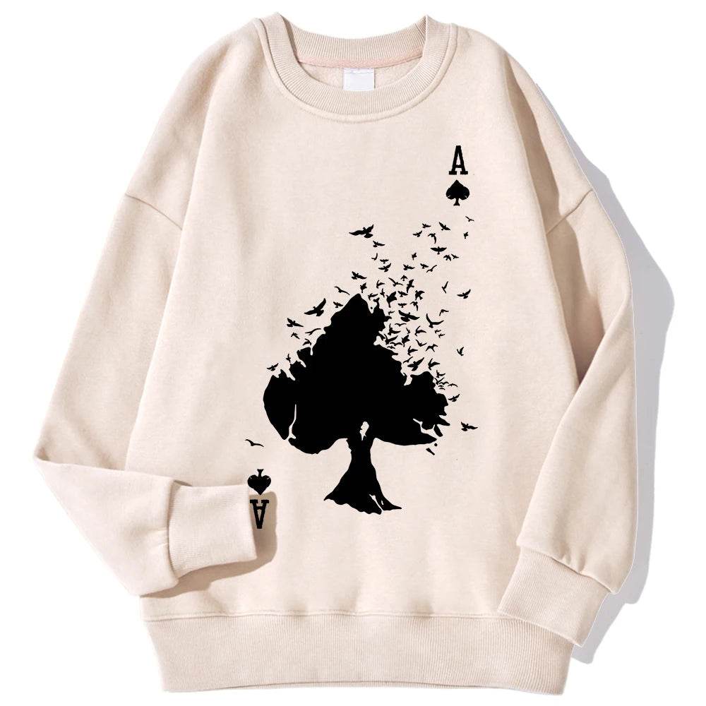 Drifting Spades A Black Pattern Male Sweatshirts Comfortable Creative Pullovers Hip Hop Tops Fleece Casual Streetwear For Mans - Buy Center
