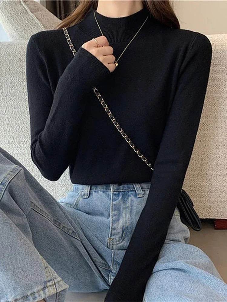 Women's Autumn Winter Turtleneck Sweater - Slim Fit Knitted Top - Buy Center