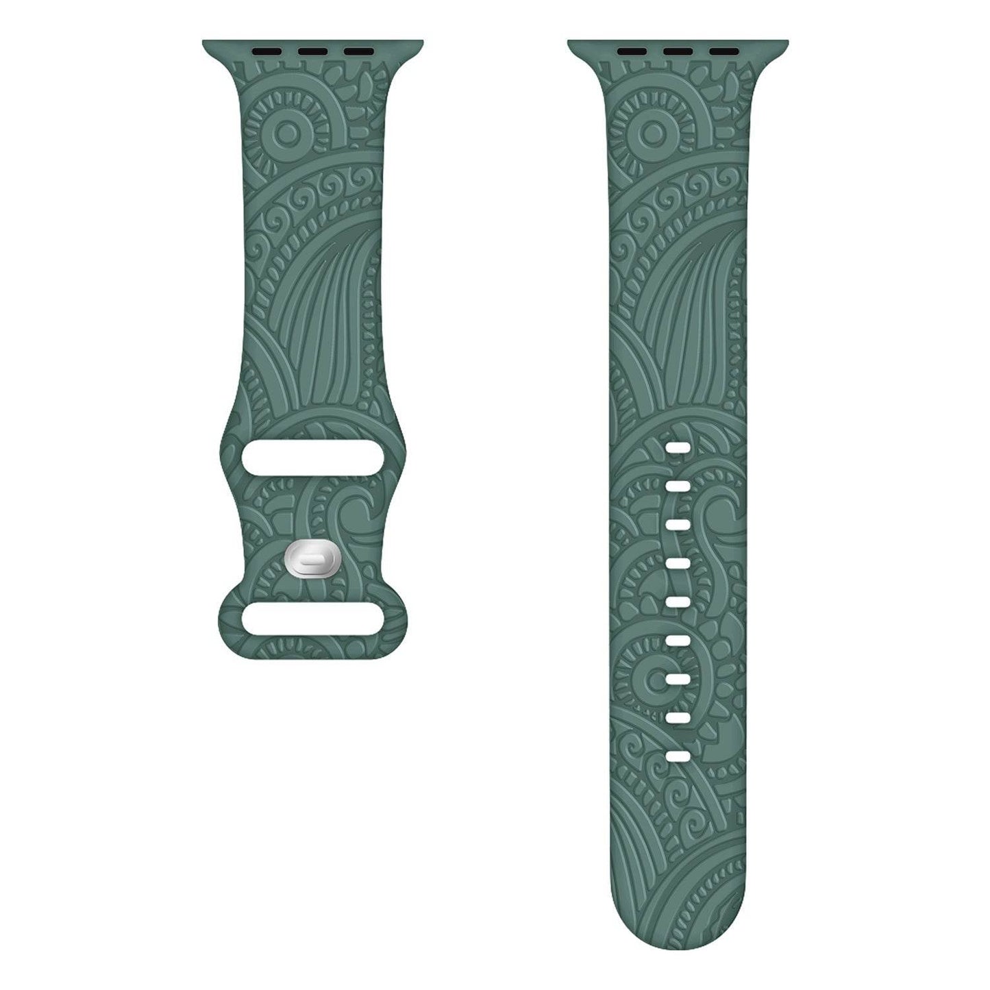 Laser Carved Silicone Strap - Cashew Print for Apple Watches 38-49mm - Buy Center