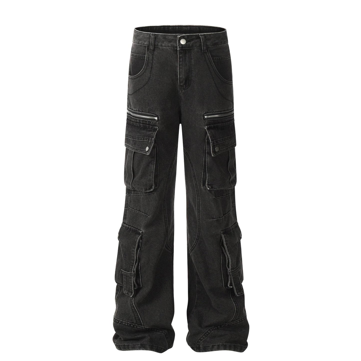 Trendy Multi-Pocket Cotton Overalls for Teens - Casual Solid Color Style - Buy Center