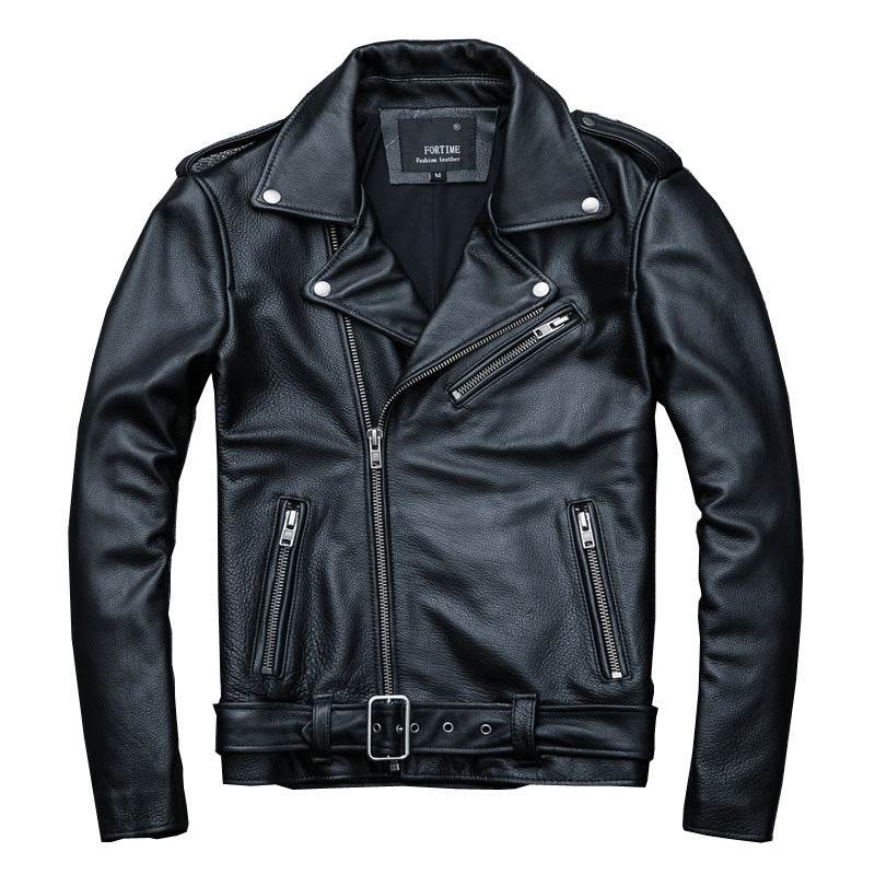 Pure Cowhide Biker's Leather Jacket - Durable Style, Sizes S to 5XL - Buy Center