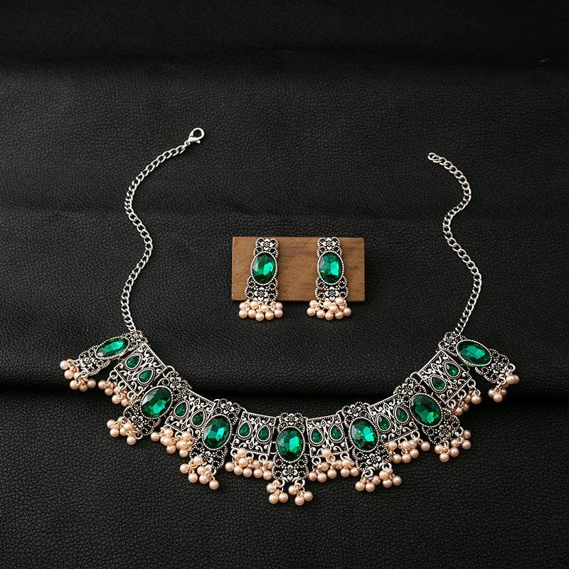 Vintage Emerald Earrings Set - Trendy Tassel Bead Design for 2025 - Buy Center