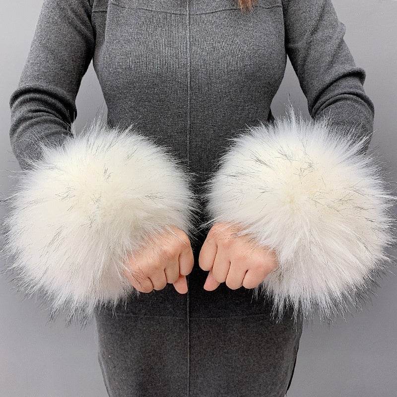Imitation Rabbit Hair Wristband Cuffs - Cozy & Stylish Winter Accessory - Buy Center