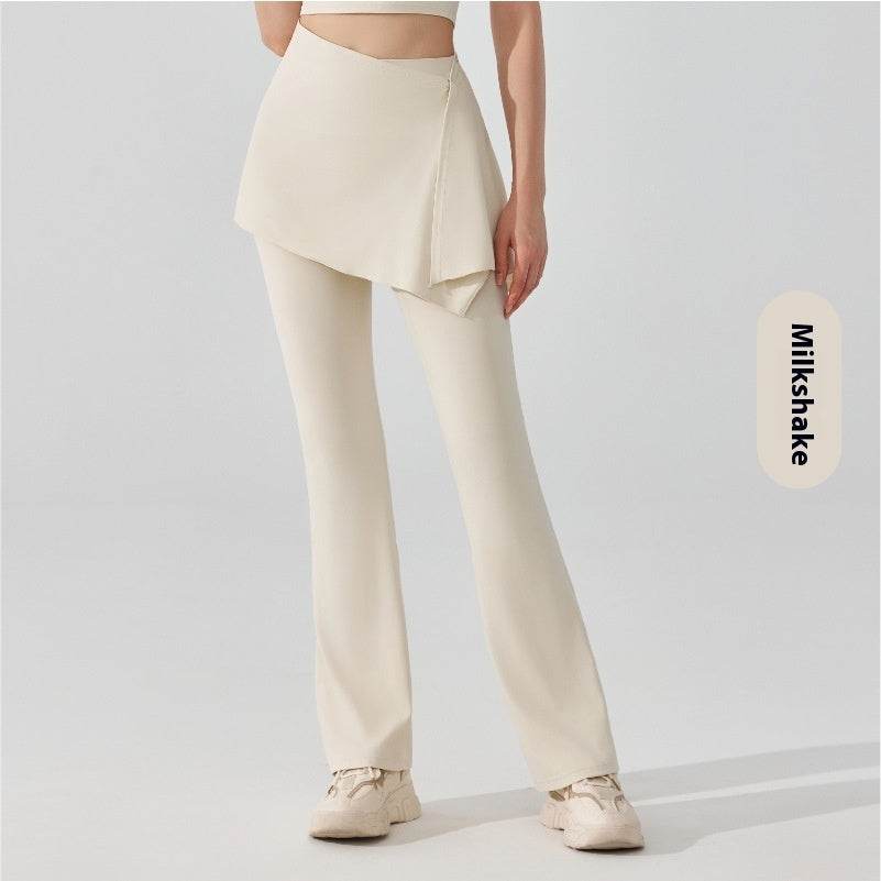 Nude Feel High Waist Bell Bottom Pants - Stylish Comfort & Detachable Skirt - Buy Center