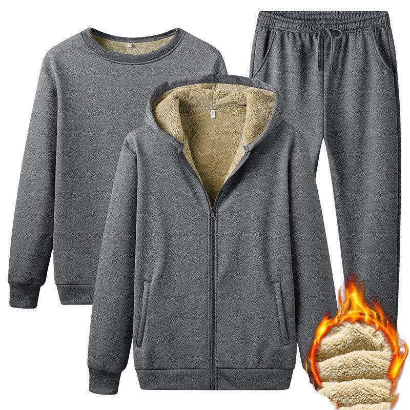 Plus Velvet Men's Casual Pajama Set - Stylish Lamb Velvet Comfort - Buy Center