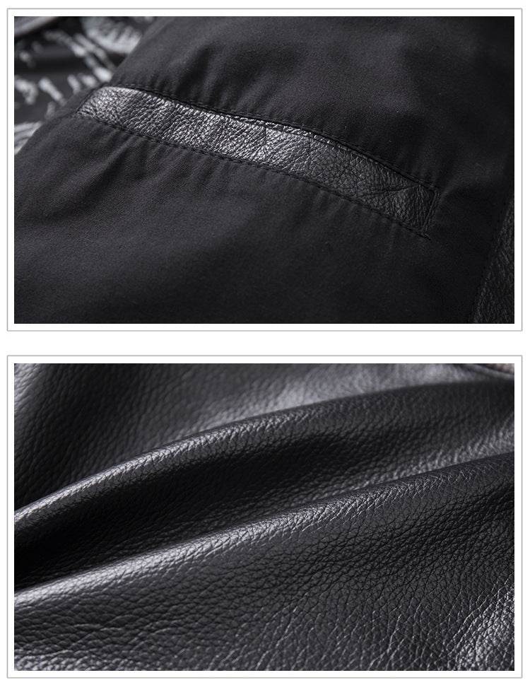 Men's Genuine Leather Motorcycle Jacket - Skull Design, Stand Collar - Buy Center
