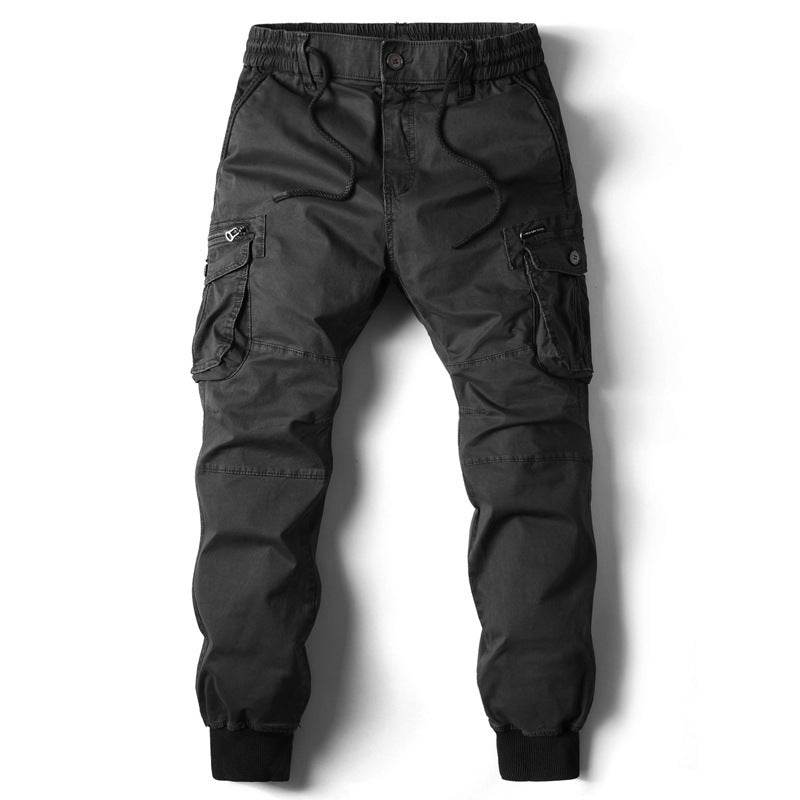 Solid Color Men's Cargo Pants - Multi-Pocket Ankle Style for Comfort - Buy Center
