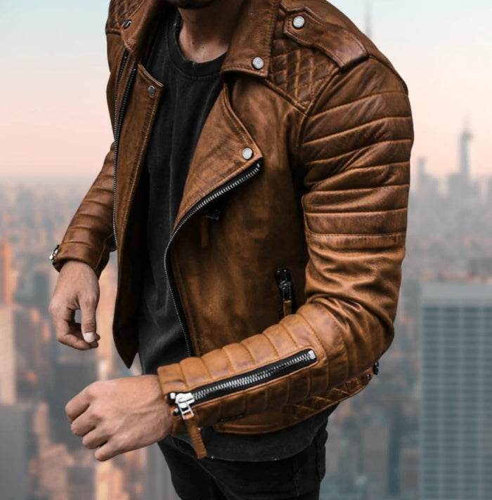 Men's PU Punk Leather Jacket - Stylish Stand Collar for Modern Fashion - Buy Center