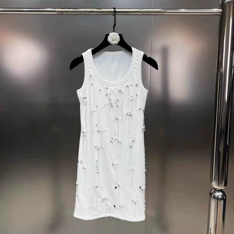 Stylish Sleeveless Gold Beaded Vest for Women - Casual Cotton Elegance - Buy Center