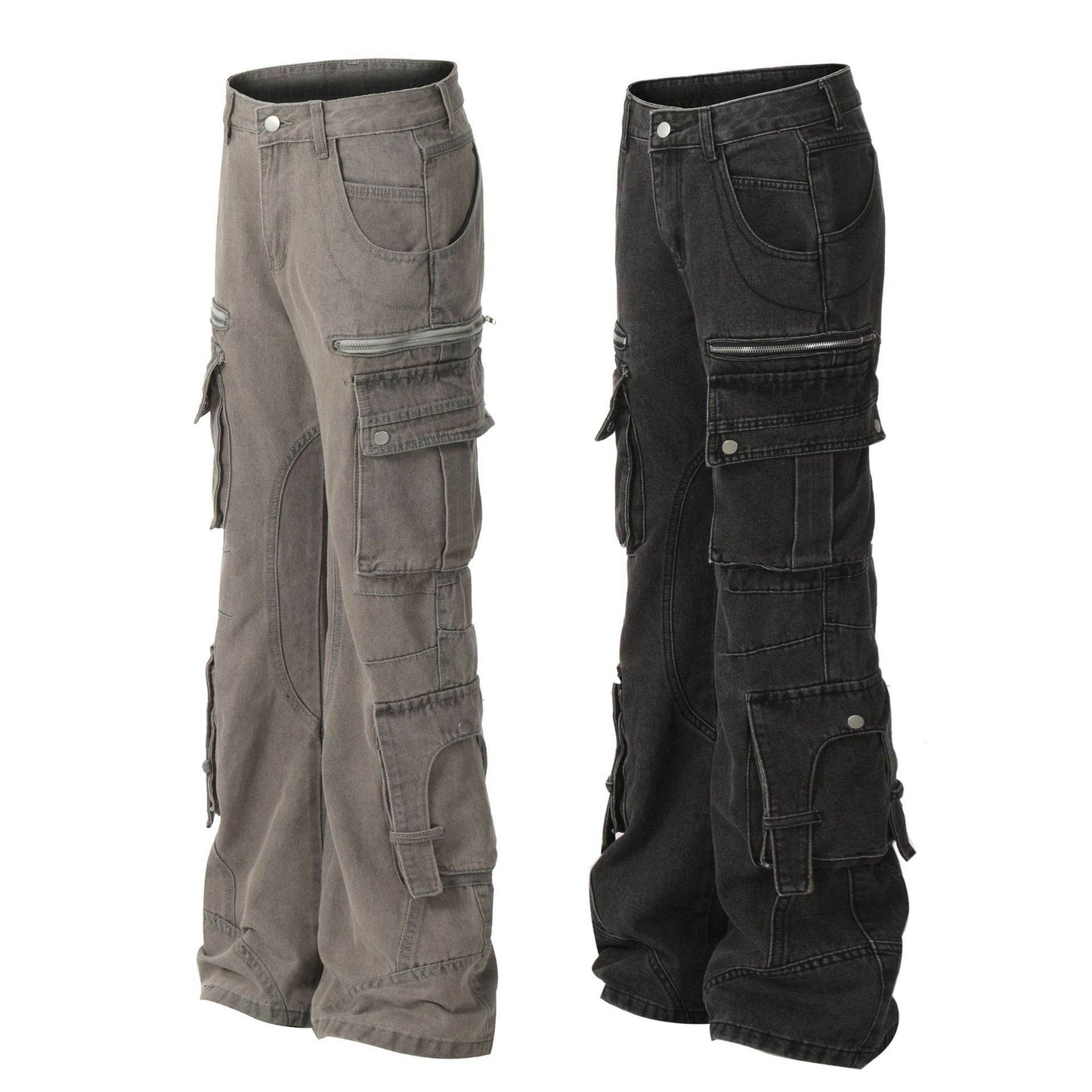 Trendy Multi-Pocket Cotton Overalls for Teens - Casual Solid Color Style - Buy Center