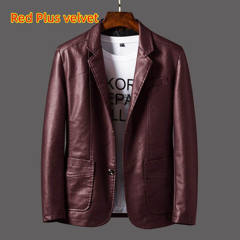 Men's Slim Fit Leather Jacket - Studded Lapels for Autumn & Winter - Buy Center