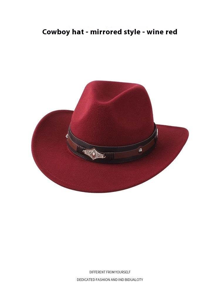 European & American Woolen Cowboy Hat - Stylish Adjustable Fit for All - Buy Center