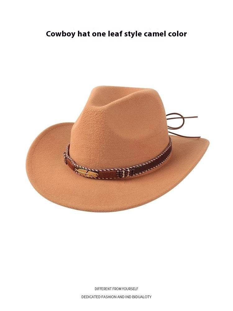 European & American Woolen Cowboy Hat - Stylish Adjustable Fit for All - Buy Center