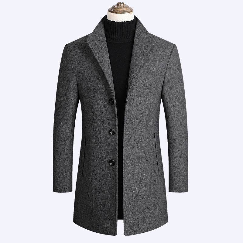 Shun Mao Youth Woolen Coat - Casual Mid-Length, Stylish Loose Fit - Buy Center
