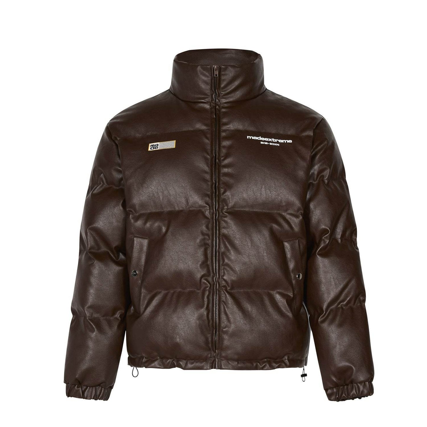 Unisex Cotton-Padded Jacket - Stylish Letter Print & Thick PU Leather - Buy Center