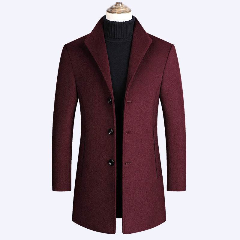 Shun Mao Youth Woolen Coat - Casual Mid-Length, Stylish Loose Fit - Buy Center