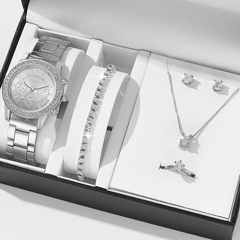 Women's Quartz Diamond-Embedded Watch - Stylish Rose Gold & Silver - Buy Center