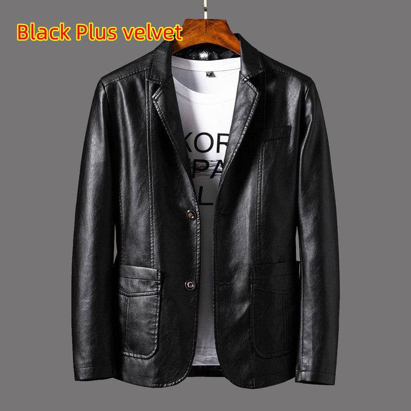 Men's Slim Fit Leather Jacket - Studded Lapels for Autumn & Winter - Buy Center
