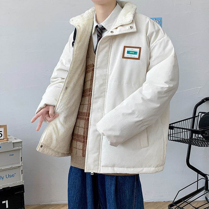 Men's Casual Corduroy Coat - Loose Fit Lapel Jacket in Black, Khaki, Gray - Buy Center
