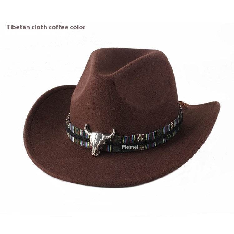 European & American Woolen Cowboy Hat - Stylish Adjustable Fit for All - Buy Center