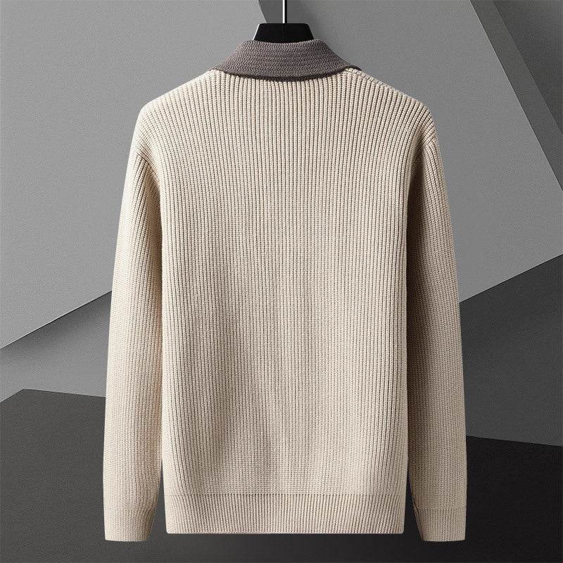 Men's Trendy Long-Sleeved Sweater Coat - Stylish Khaki, Black, Green Options - Buy Center