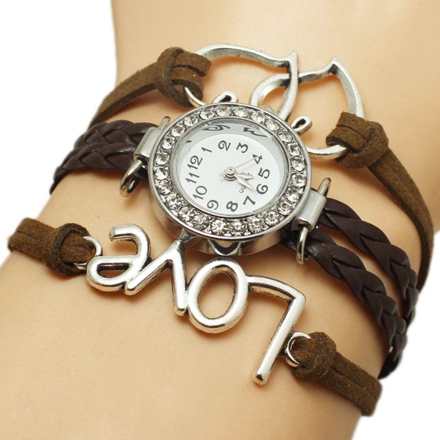 Alloy Love Double Heart-Shaped Woven Watch - Stylish Trendy Accessory - Buy Center