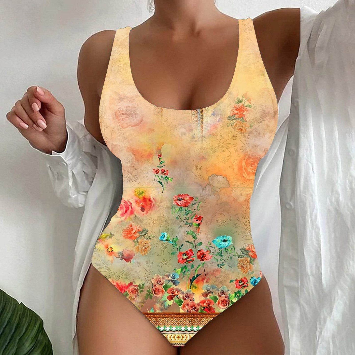 Women’s Seaside Beach Swimsuit - 3D Contrast Stylish One-Piece S-4XL - Buy Center