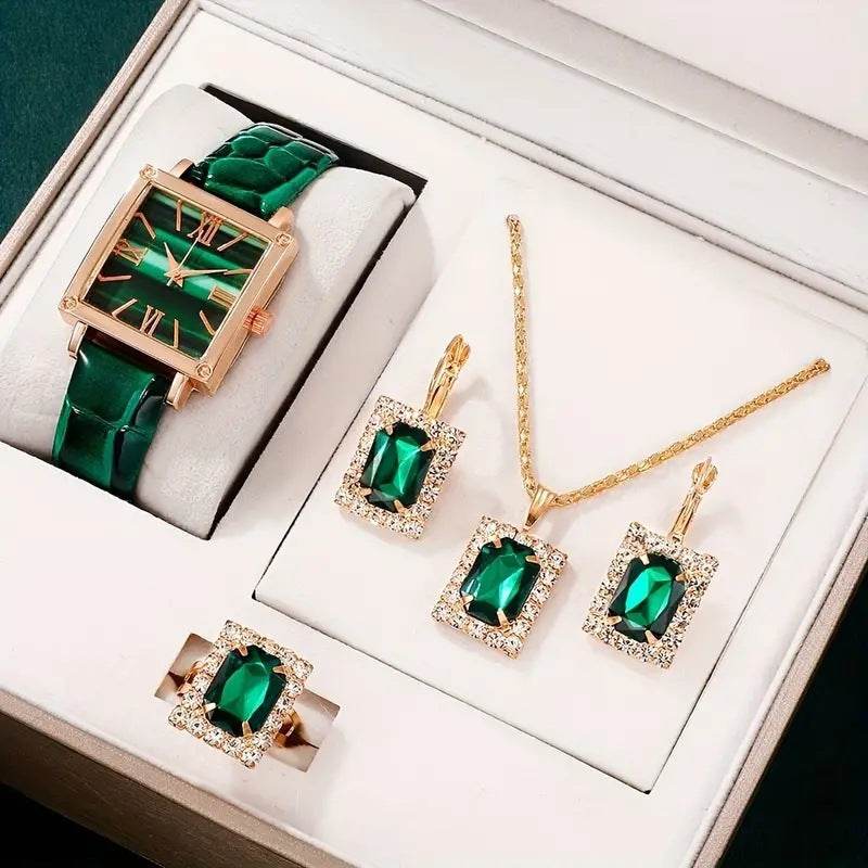 Women's Fashion Quartz Watch Set - Diamond Belt & Jewelry Accessories - Buy Center