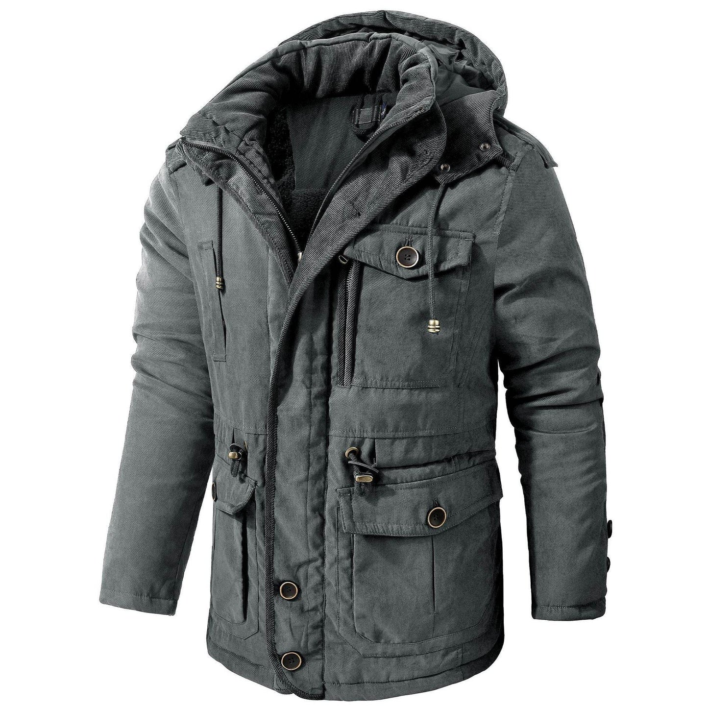 Men's Plus Size Hooded Fleece-Lined Parka - Stylish Mid-Length Winter Coat - Buy Center