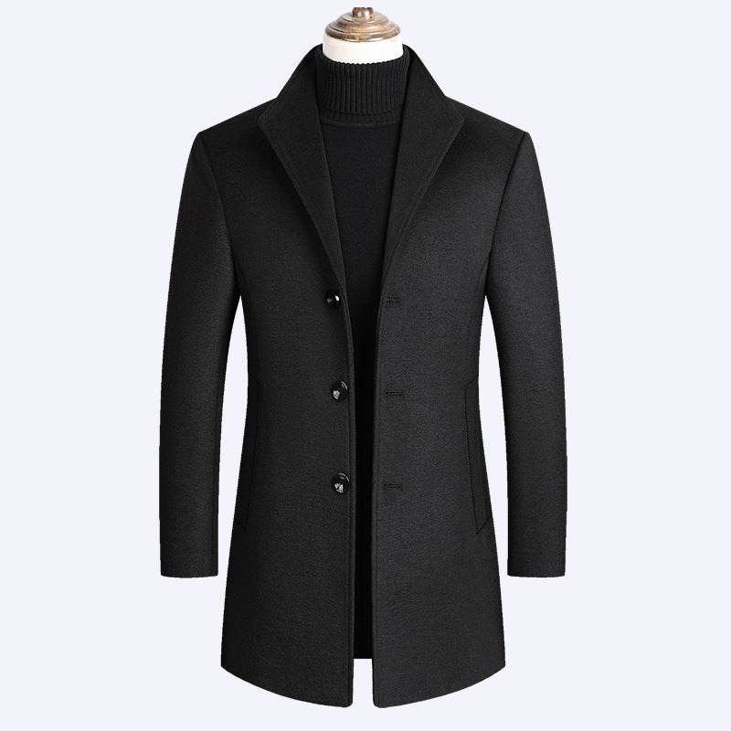 Shun Mao Youth Woolen Coat - Casual Mid-Length, Stylish Loose Fit - Buy Center