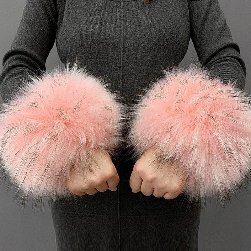 Imitation Rabbit Hair Wristband Cuffs - Cozy & Stylish Winter Accessory - Buy Center