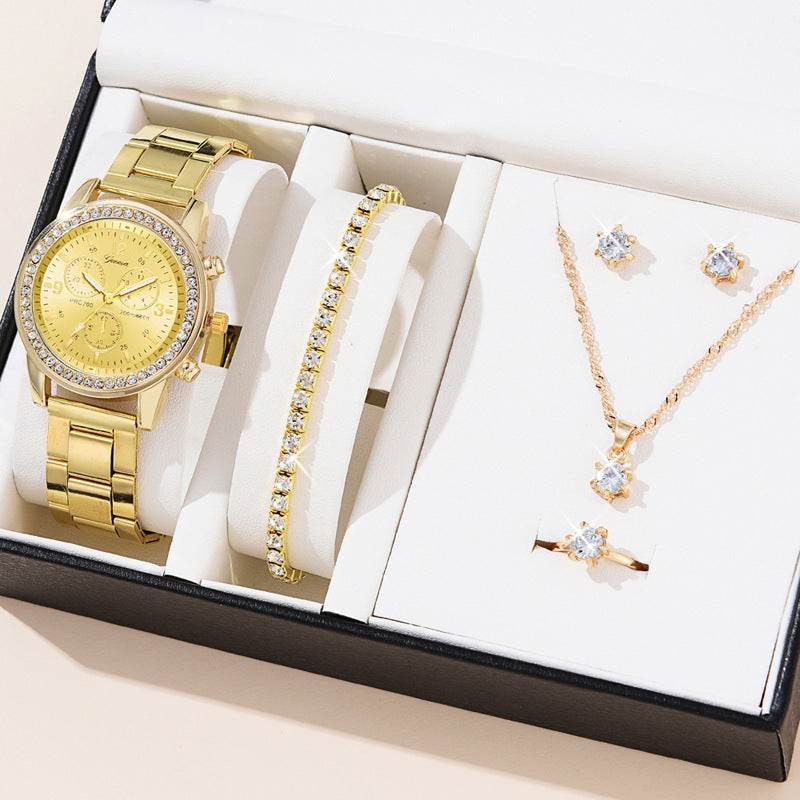 Women's Quartz Diamond-Embedded Watch - Stylish Rose Gold & Silver - Buy Center